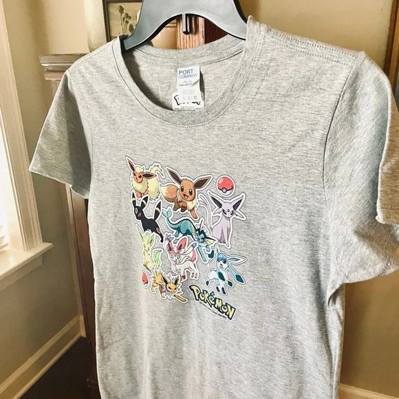 NWT Pokémon women’s short sleeve character graphic tee shirt Nintendo SZ S gray - Picture 3 of 8